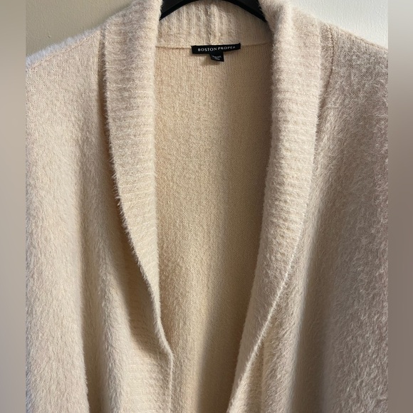 Boston Proper sweater cardigan coatigan ivory open front M/L - Picture 2 of 7